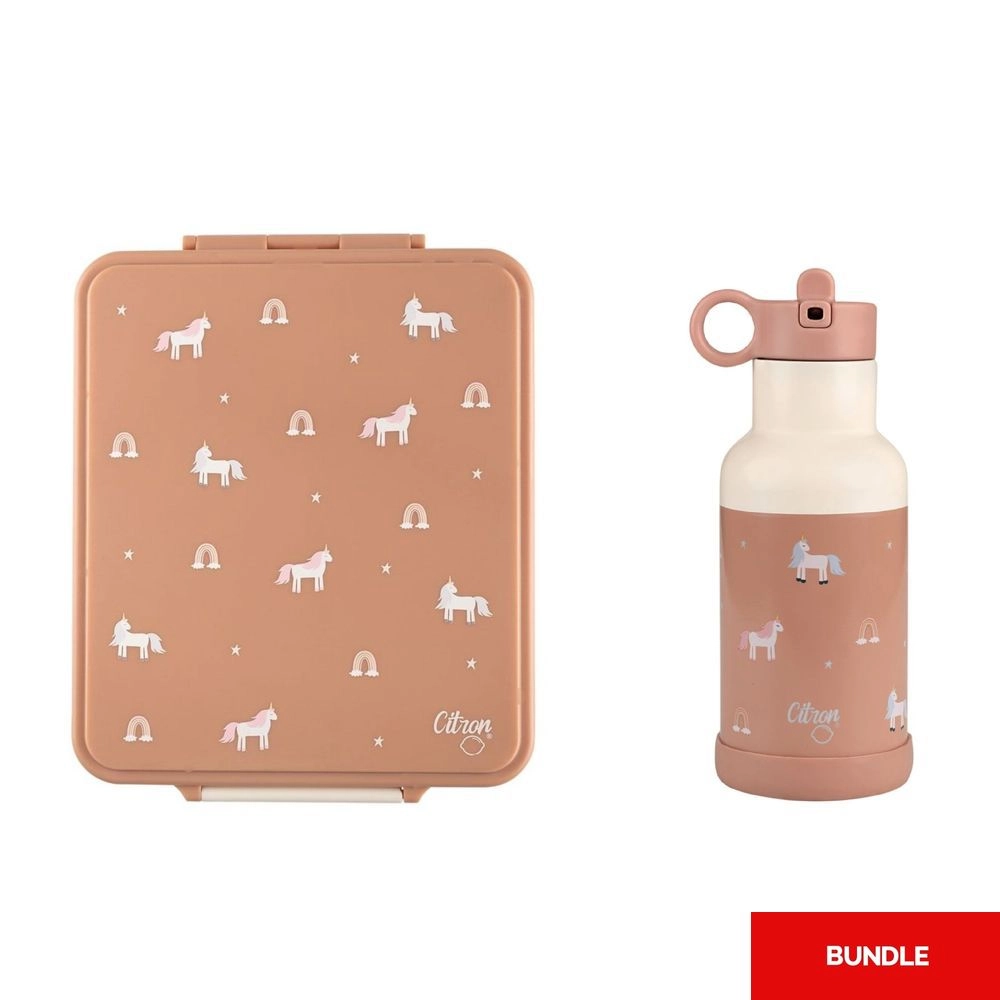 Citron 2022 SS Water Bottle - Unicorn 350ml + Grand Lunchbox - 1900ml