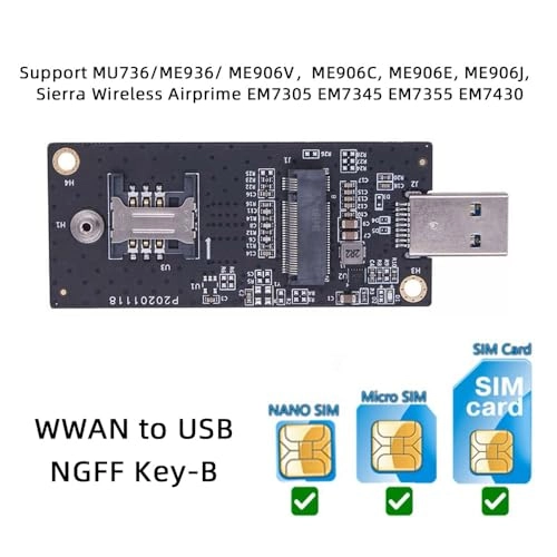 NGFF M.2 Key-B WWAN to USB 3.0 Adapter Riser Card - 3G/4G/5G LTE