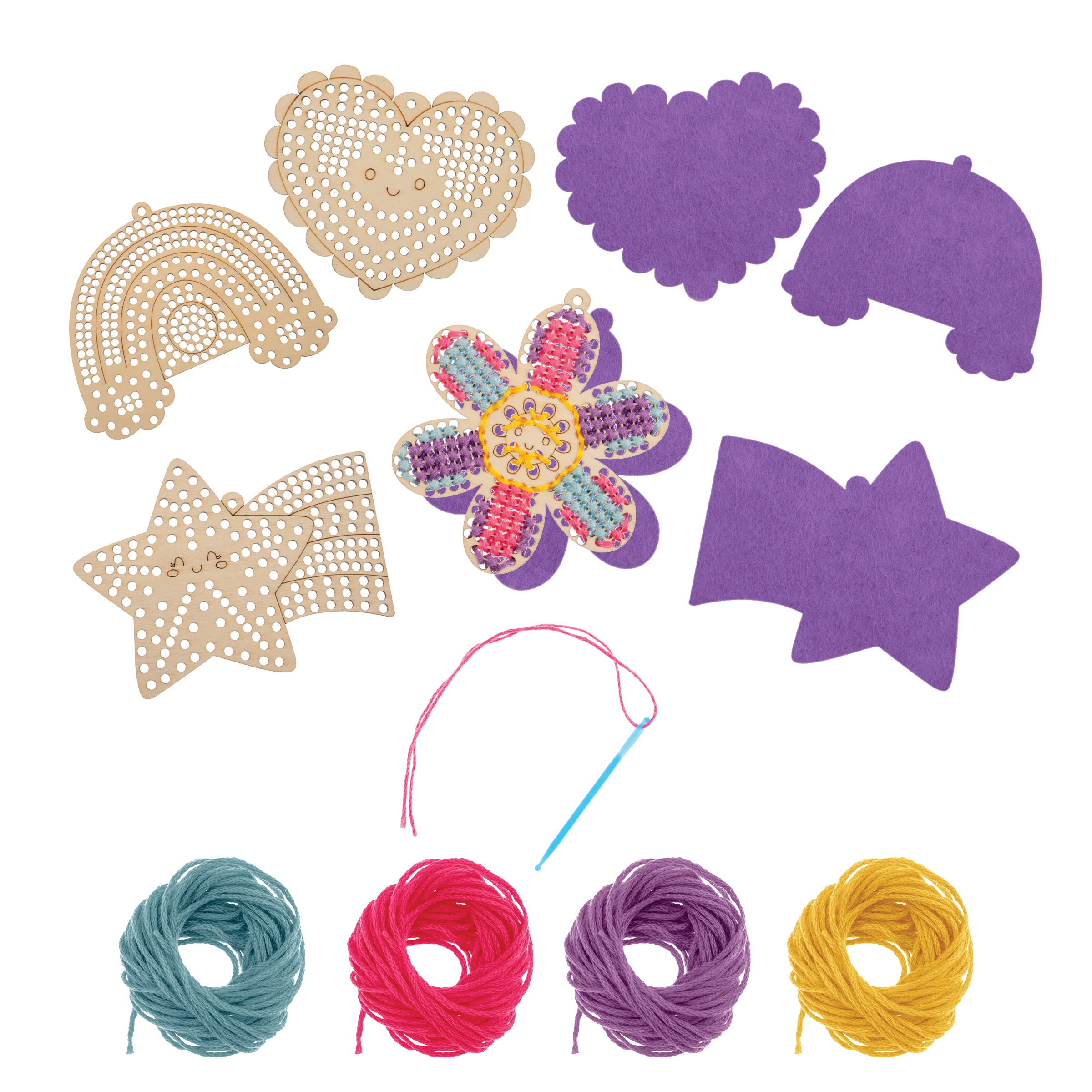 Wooden Lacing Card - Suitable for 3 years and above 4 wooden lacing cards and 4 colorful laces.