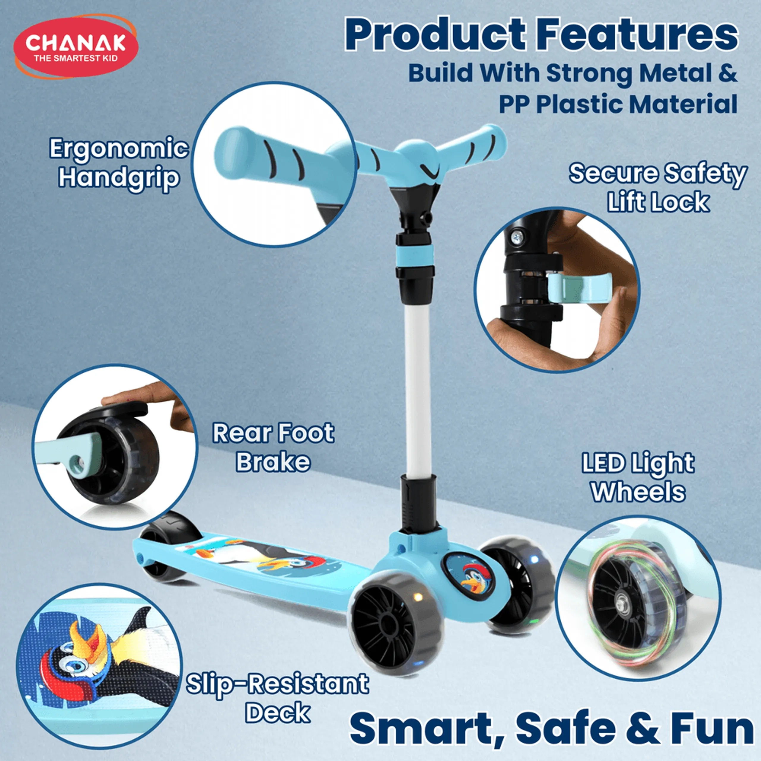 Go Rider Kick Scooter – LED Foldable