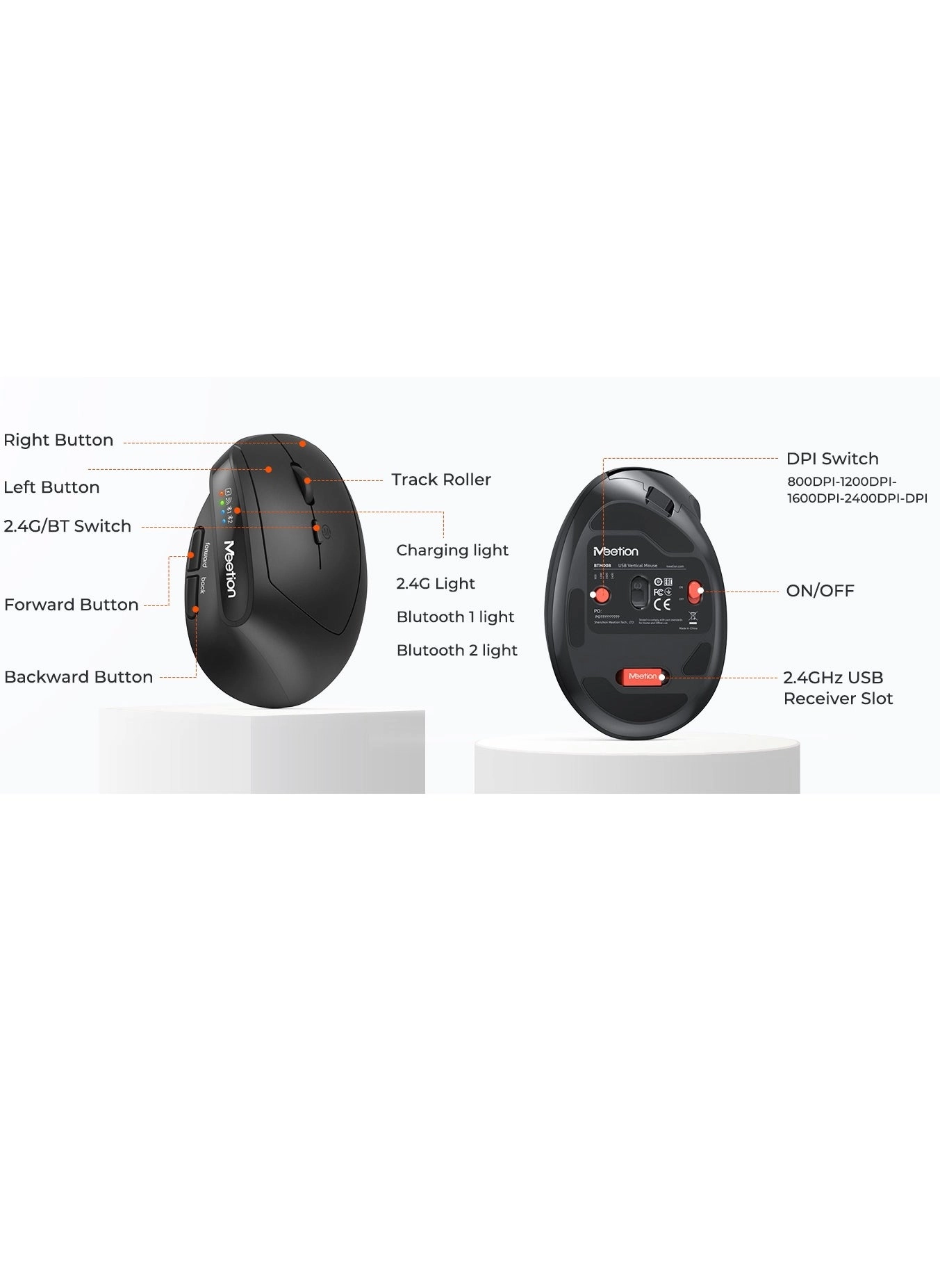 BTM008 Ergonomic Mouse - Wireless