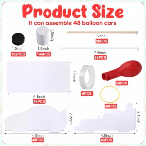 Balloon Car Kits Science - Adult 48 pieces