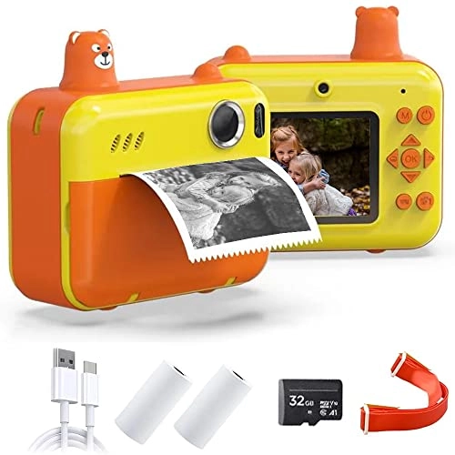 PRINTY - 1080P HD Instant Print Camera 32GB Yellow Selfie
