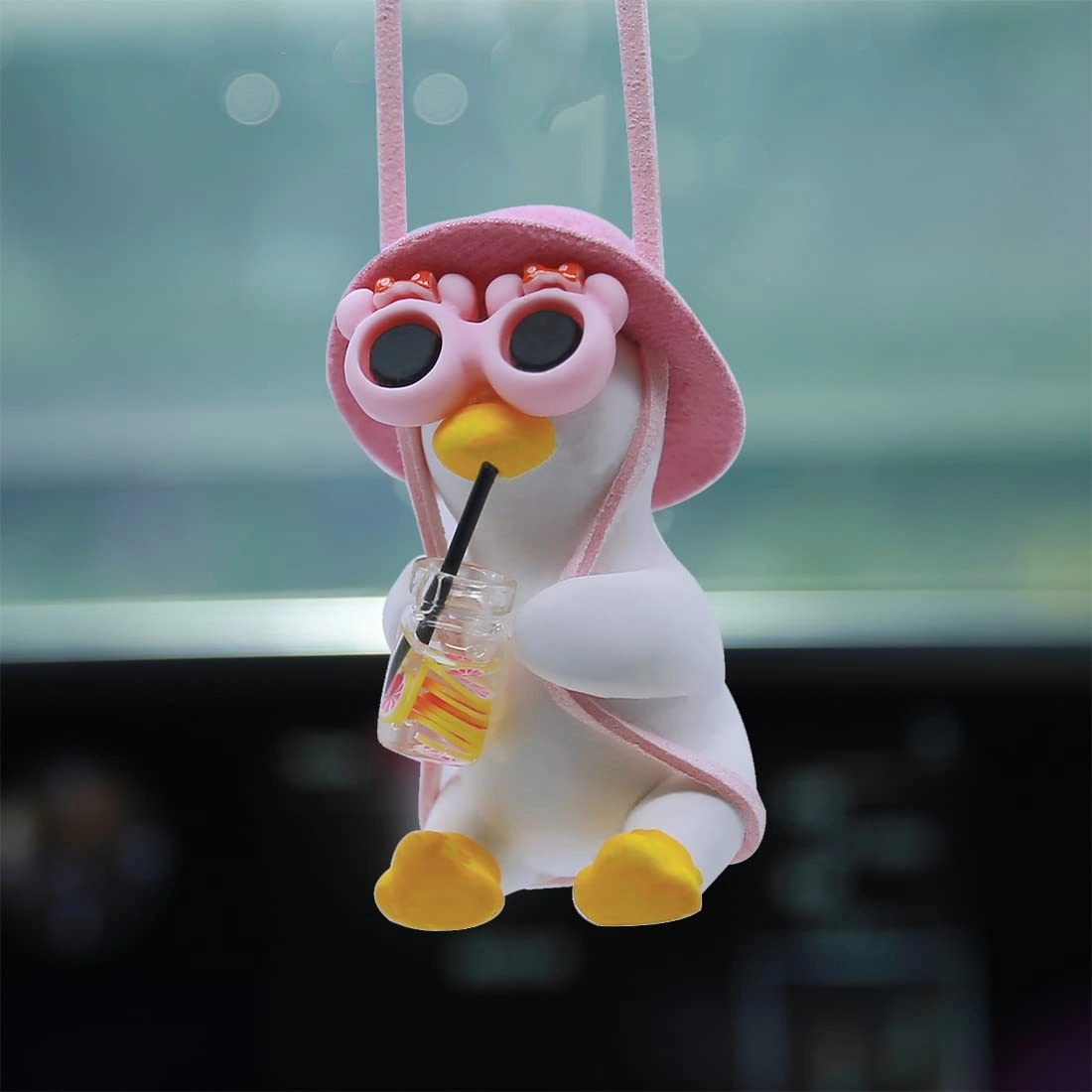 xy north Swinging Duck Car Hanging Ornament - Plaster