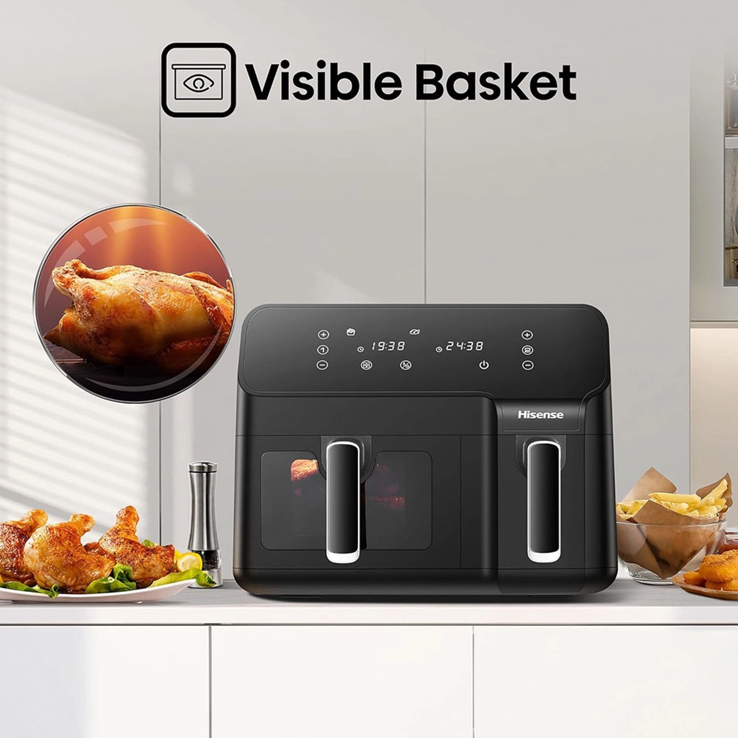 Air Fryer H09AFBK2S5 - Dual Cooking Zone; 8 Preset Programs; 360° Circulation