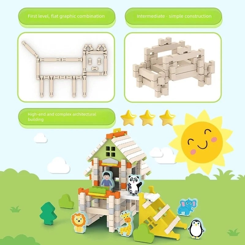 Wooden Building Blocks Set - Montessori Wood