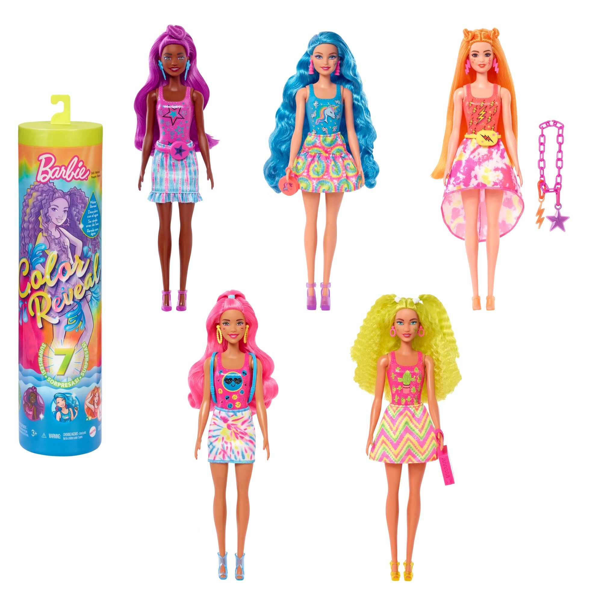 Barbie Color Reveal Glitter! Hair Swaps Doll - Glittery Blue 25 Hairstyling & Party-Themed Surprises Ages 3+