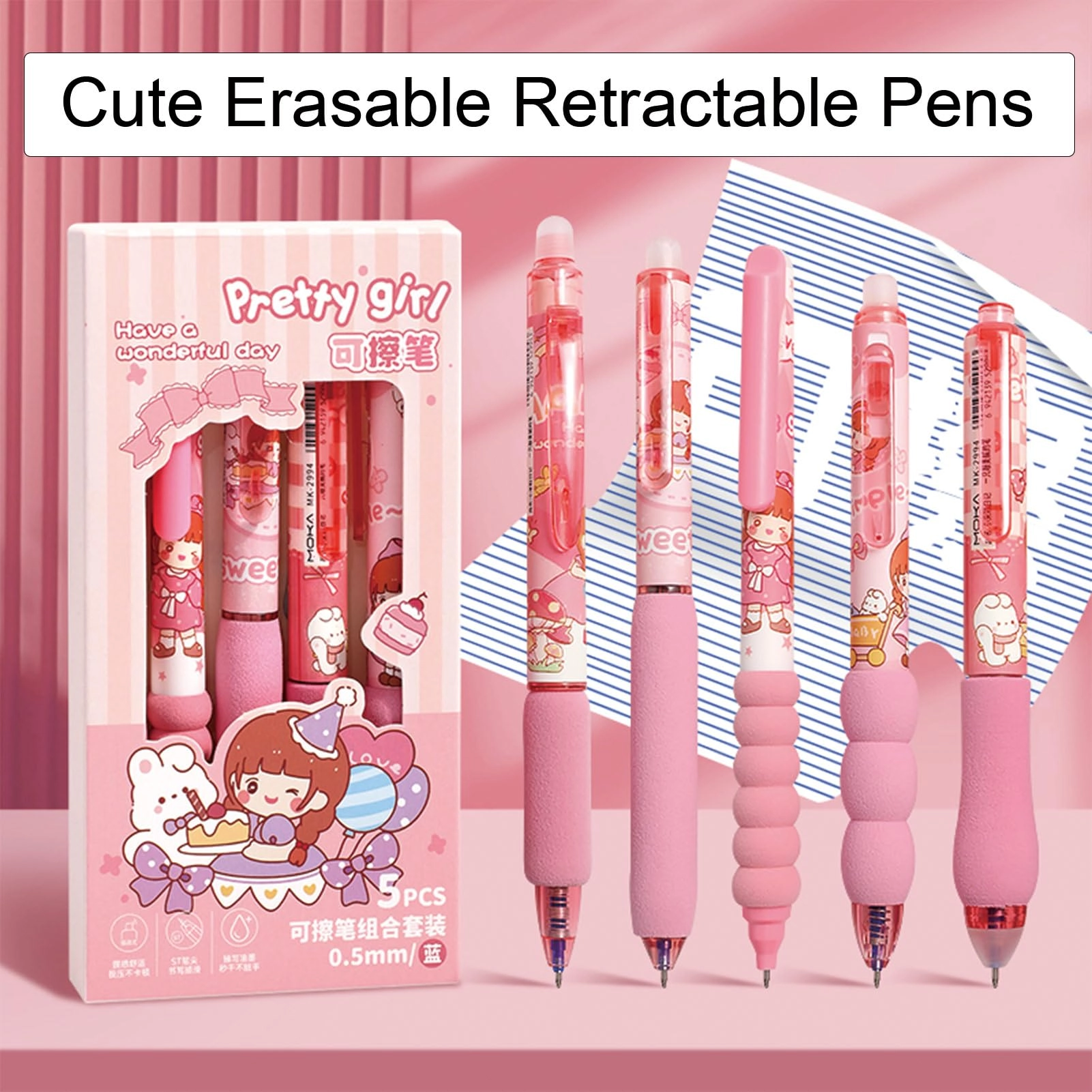 Erasable Gel Pen - 5.0 Count 0.5mm