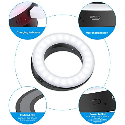 Selfie Ring Light - 40 LEDs USB Rechargeable 2 Pack