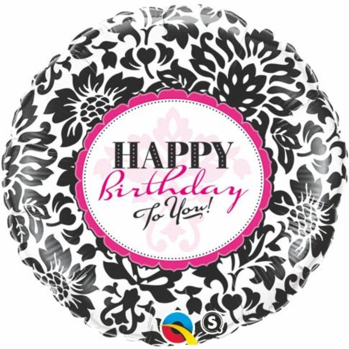Qualatex Happy Birthday Elegant Damask Foil Balloon - 18-Inch