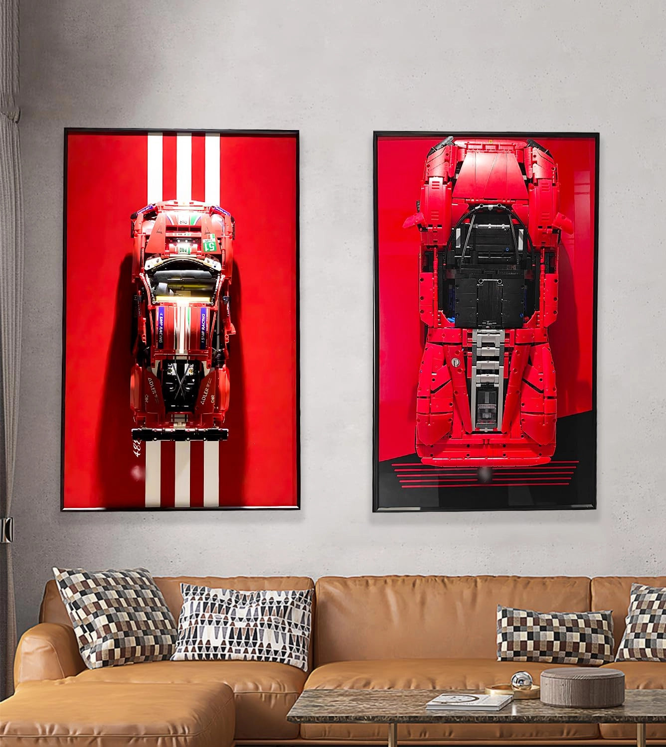 iCUANUTY Display Wallboard - for LEGO Technic Ferrari Daytona SP3 42143 & Ferrari 488 42125 2 Display Board 29.5x17.7 in