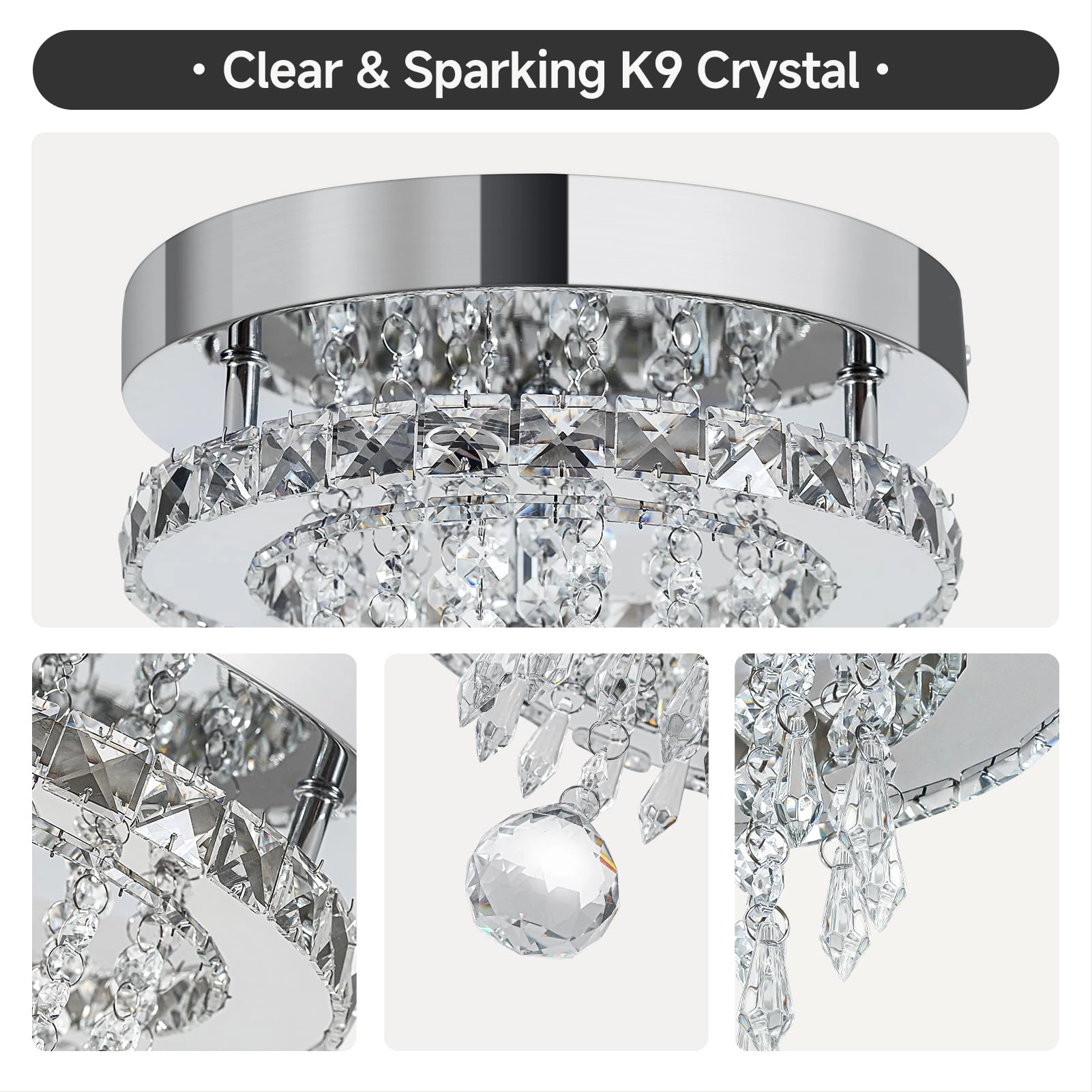 Crystal Ceiling Light - 3000k-6000k Dimmable