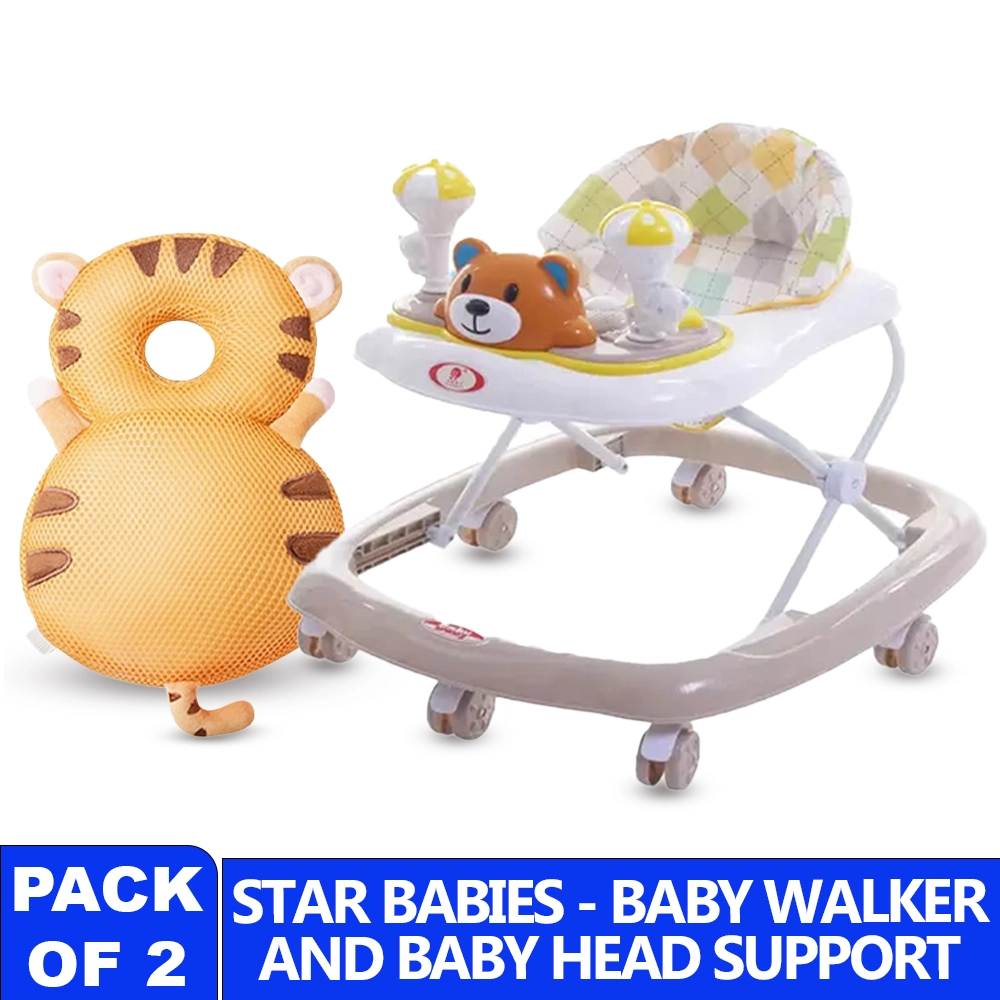 Baby Walker - Coffee + Head Protection Pillow - Blue