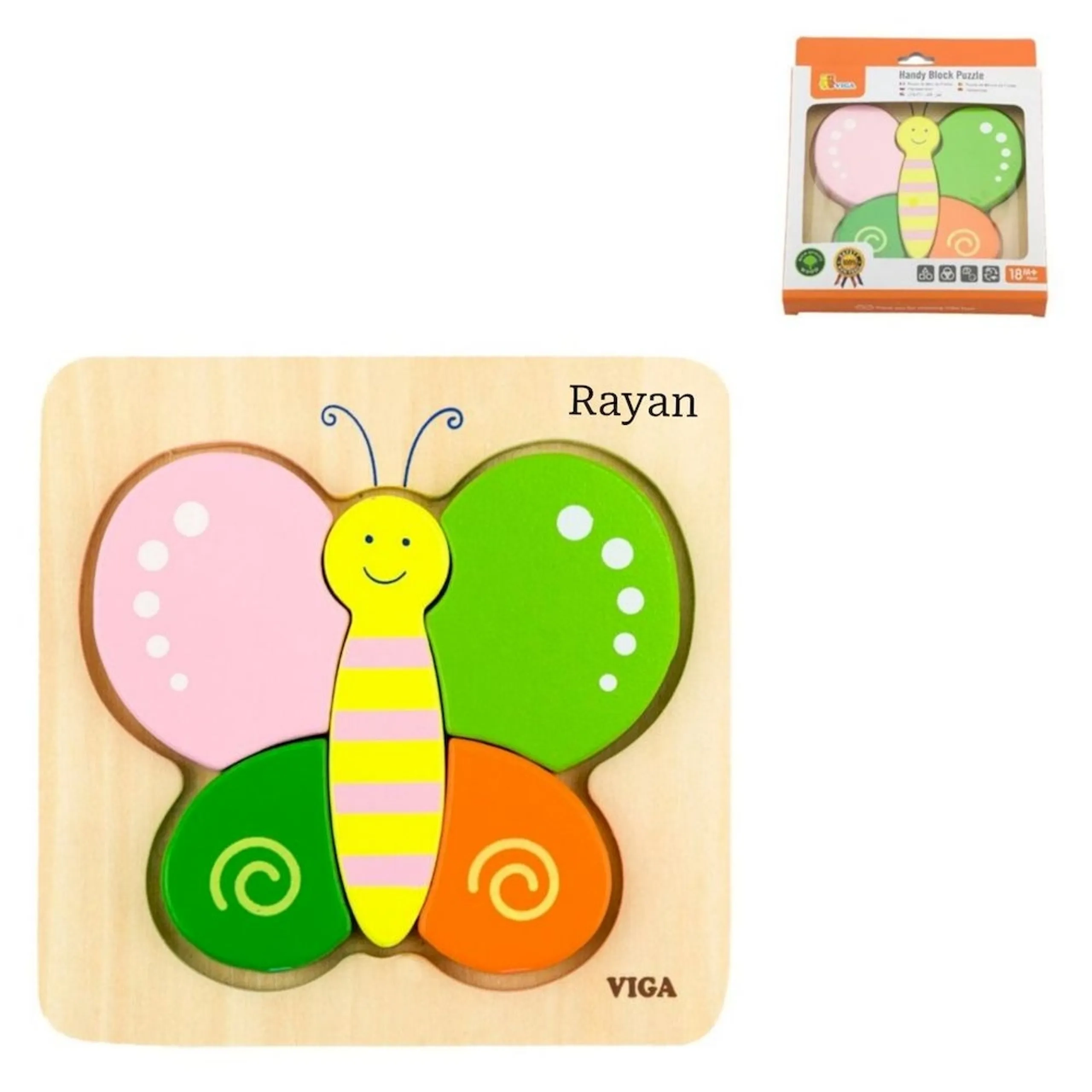 VIGA Handy Block Puzzle Butterfly - 3 +