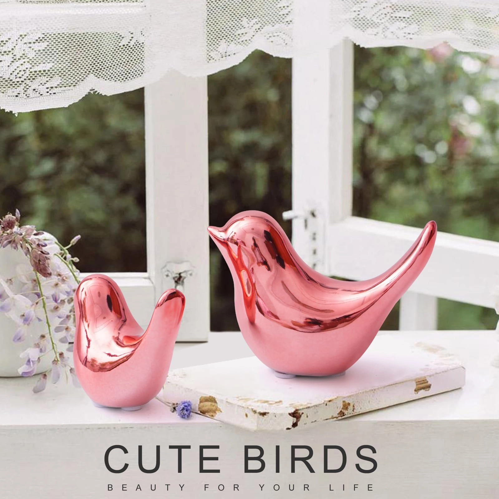 White Birds Statues - Ceramic