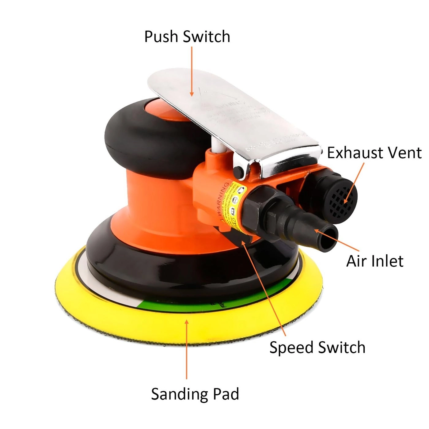 Air Random Obrital Sander - 5" Dual Action Hook and Loop