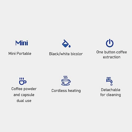 Portable Espresso Machine - 1200mAh Battery Type-C Charging Capsules & Ground Coffee