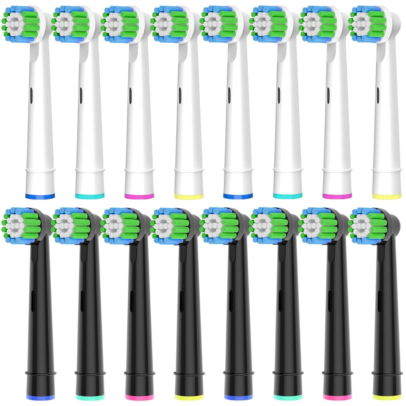 valuabletry Precision Replacement Brush Heads - 16 Pack 8pcs White 8pcs Black