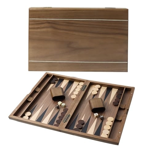 Wooden Folding Inlay Backgammon - Premium Double Stripe