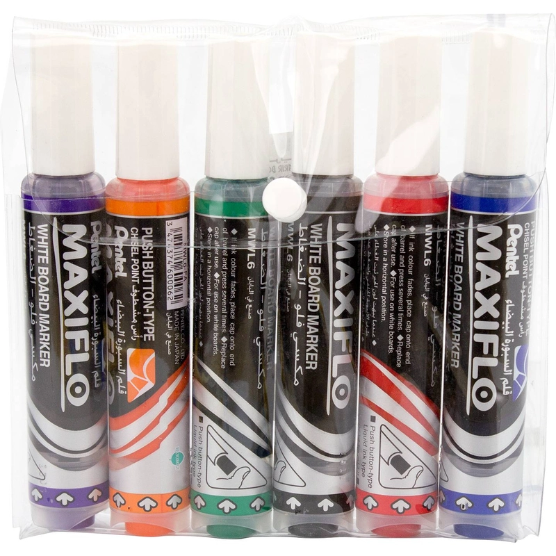 Pentel MaxiFlo Slim - Black Blue Green Red Chisel Tip