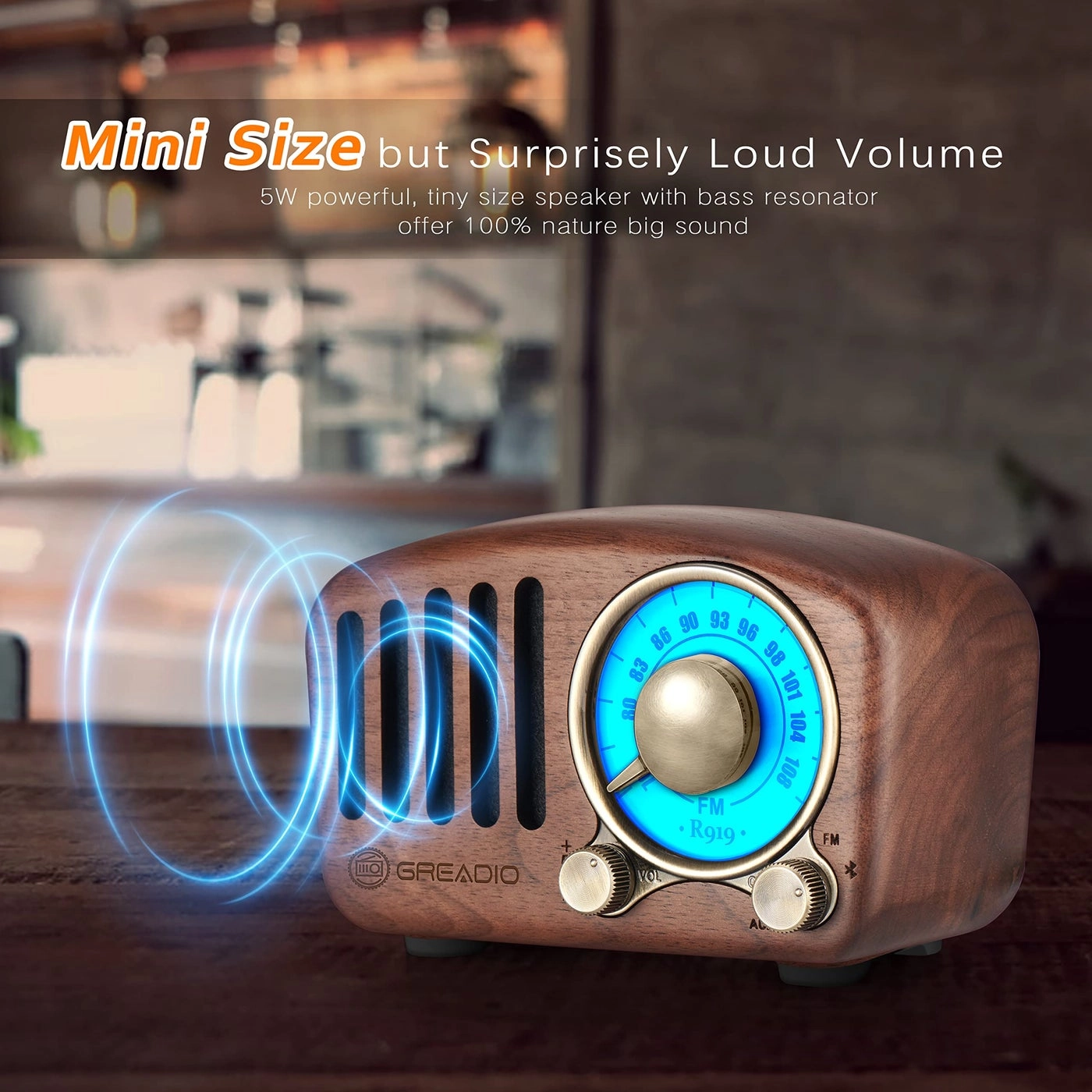 Vintage Walnut Wood Bluetooth Speaker Radio - Bluetooth