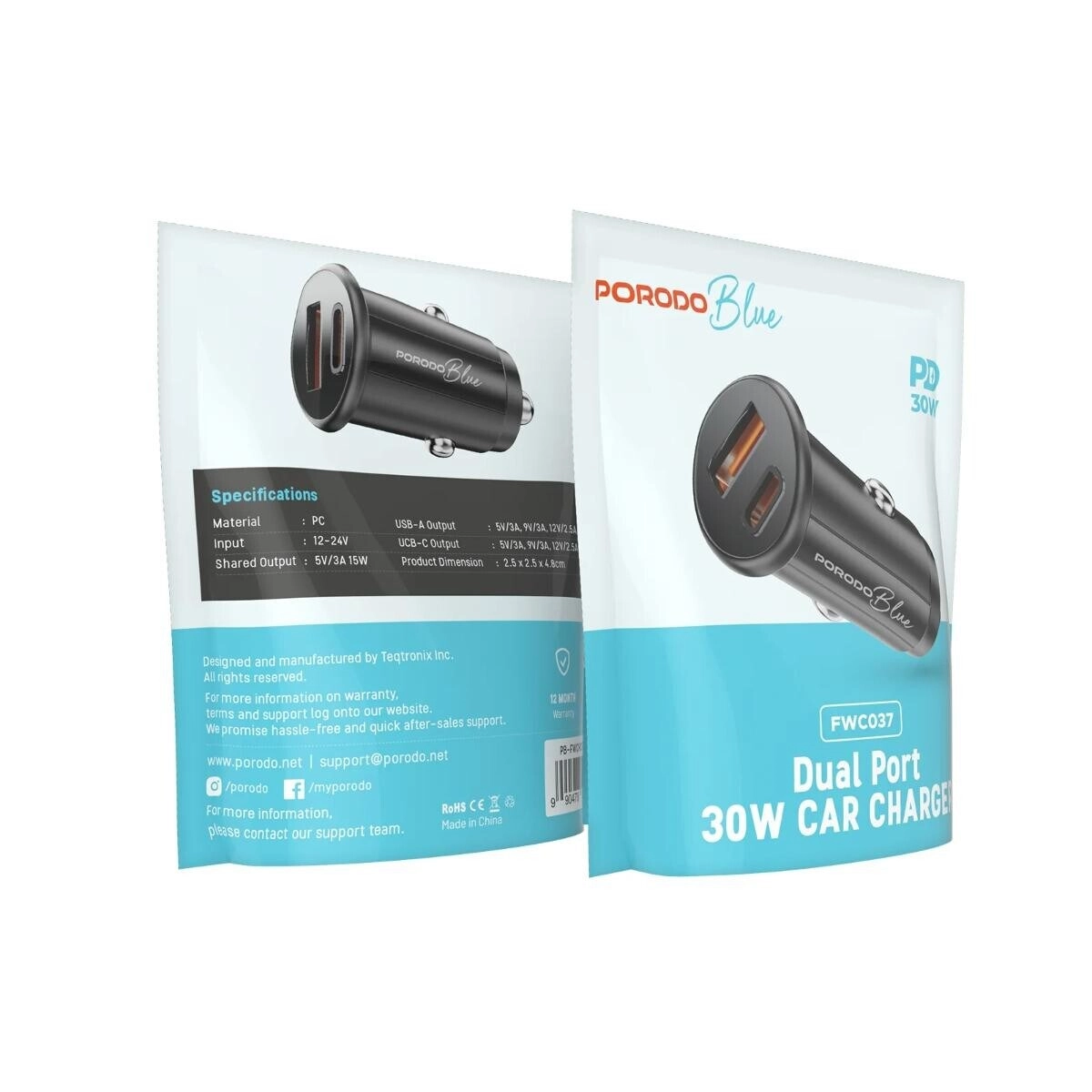 Dual Port Car Charger - 12-24V