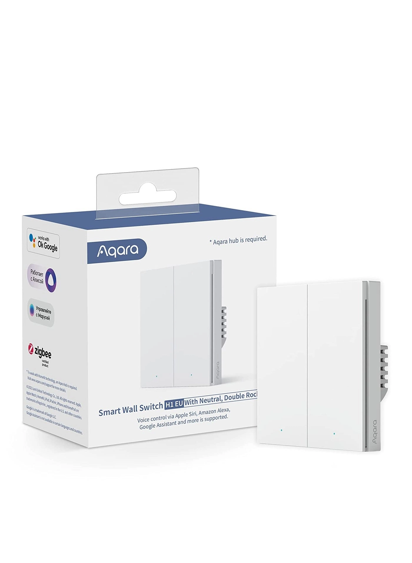 Aqara Smart Wall Switch H1 - Zigbee 3.0 EU Neutral Double Rocker