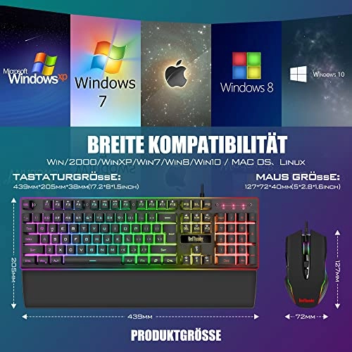 Gaming Keyboard + Gaming Mouse + Wrist Rest - Wired