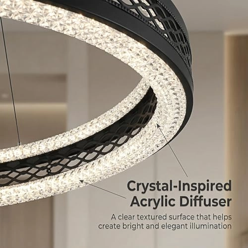 Single Ring White LED Chandelier - 3000K-6000K Dimmable