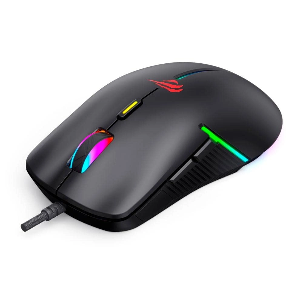 Havit MS1031 RGB Backlit Programmable Gaming Mouse, 6 DPI(800-7200), RGB Lights, Anti-Slip Design