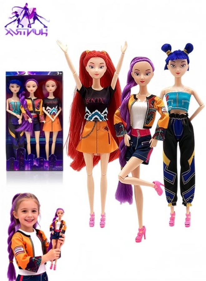 Kpop Demon Hunters - 11.5 in 3-Pack Poseable Polyvinyl Chloride (PVC) Girls Ages 3+