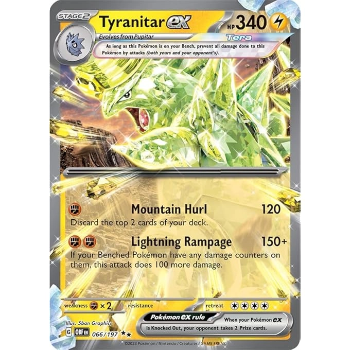 rayihni POKEMON TYRANITAR EX 066/197 SV OBSIDIAN FLAMES + TOPLOADER