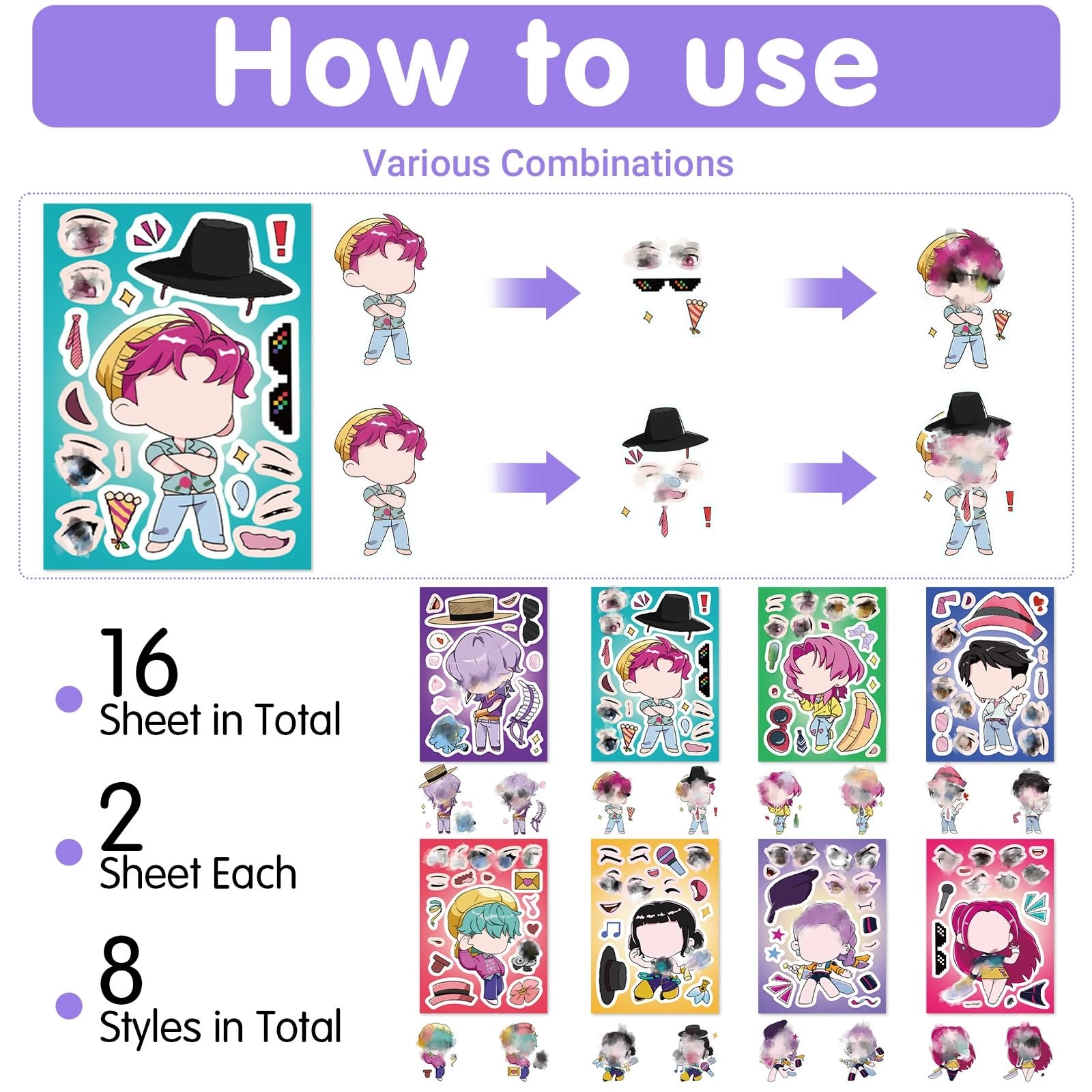 Kpop Stickers - 16 Sheets