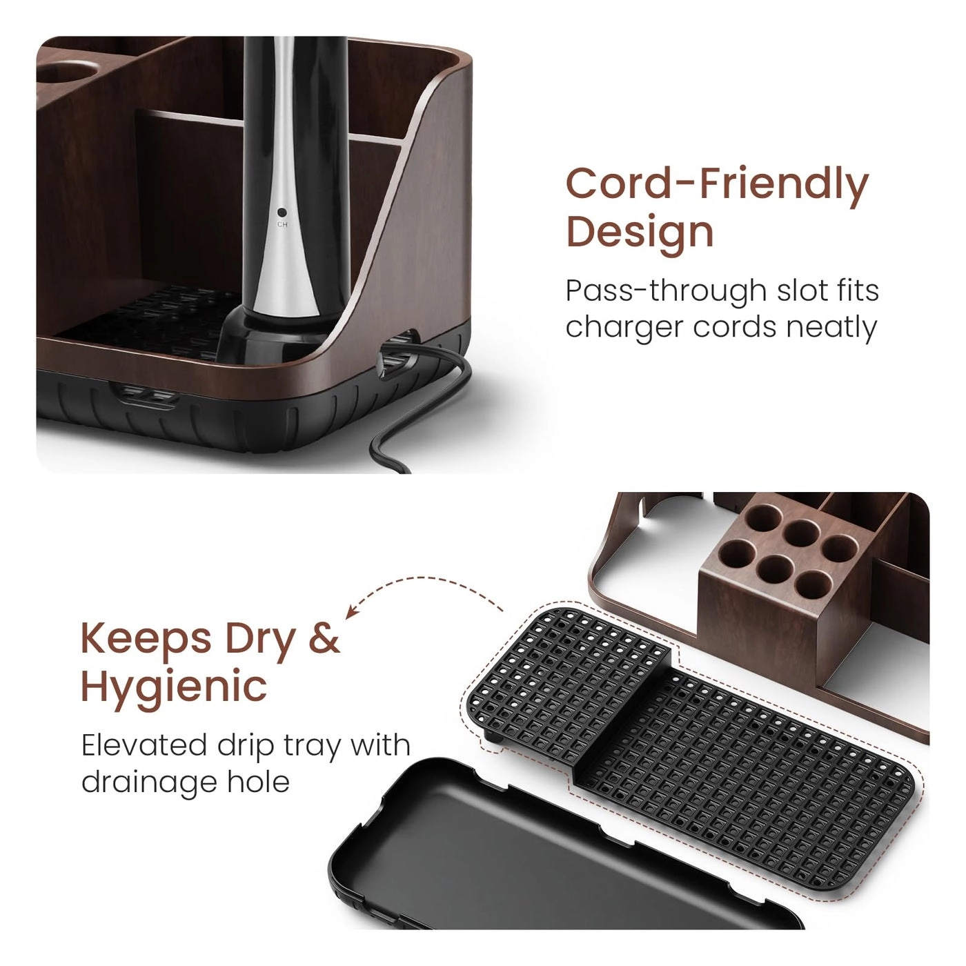 Toothbrush Holder - Black Bamboo Divider