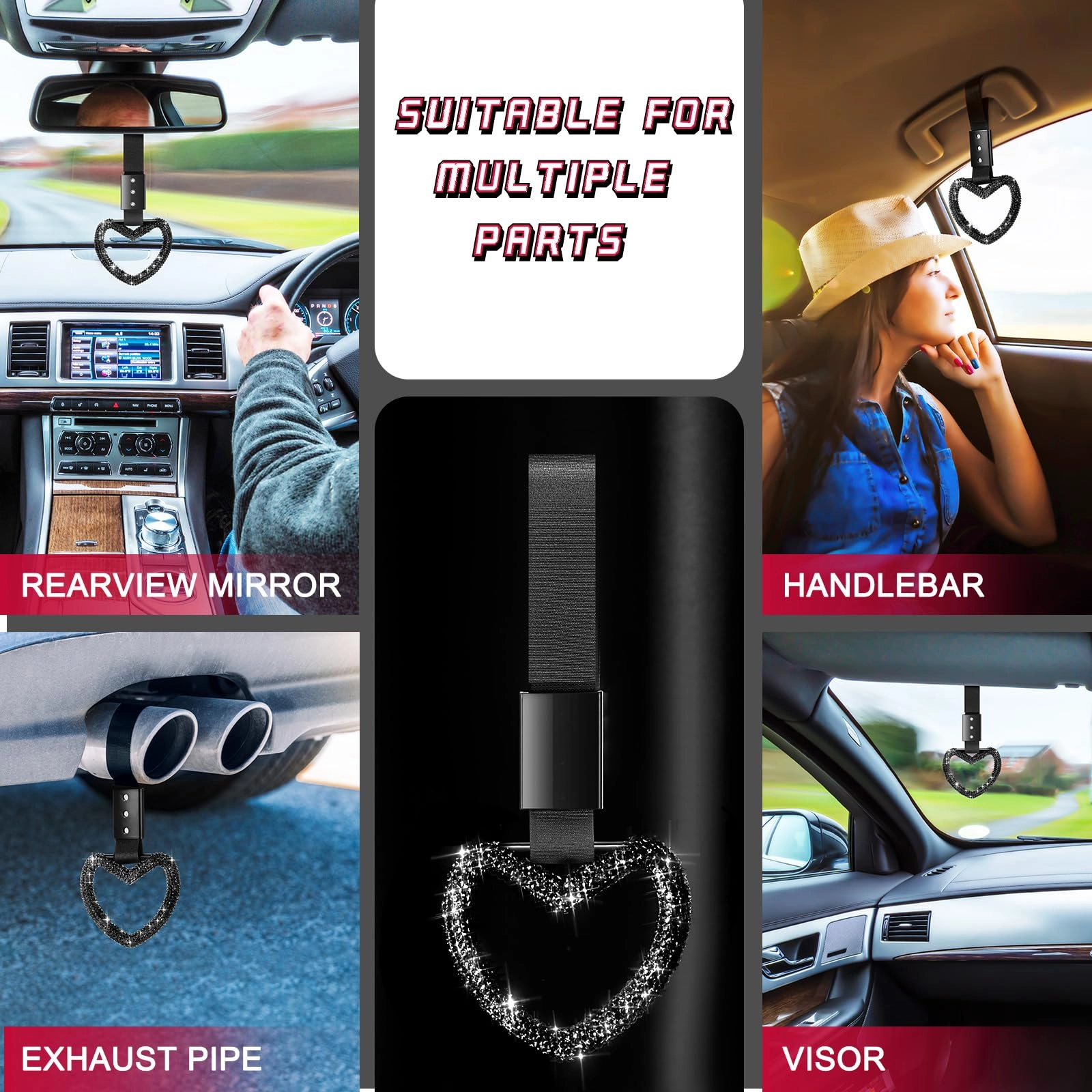 Bling Heart Handle Ring - Black Devil Style