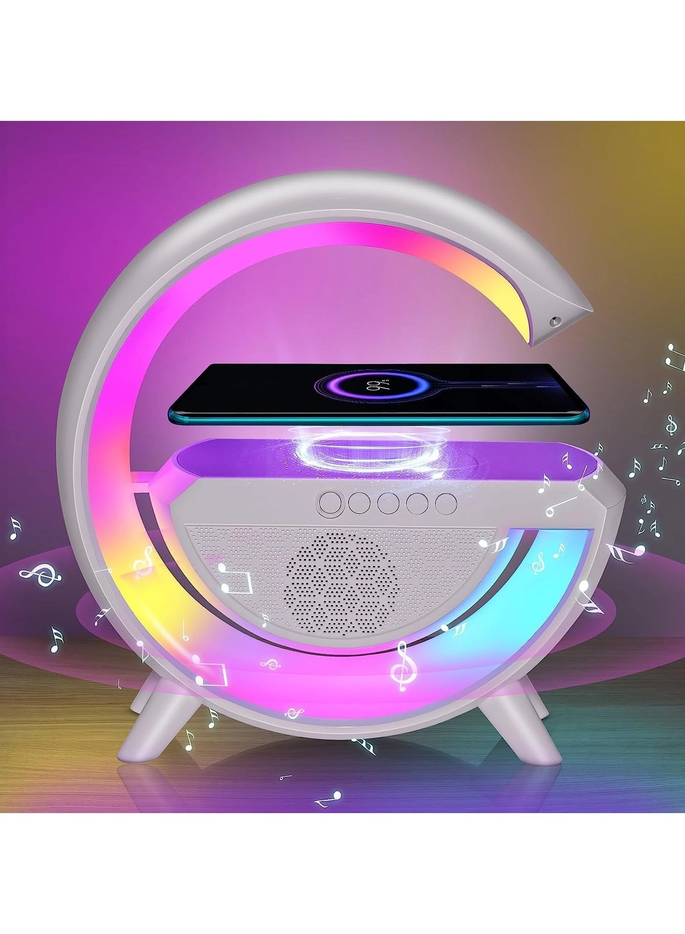 Wireless Charging Bluetooth Speaker - White Night Light