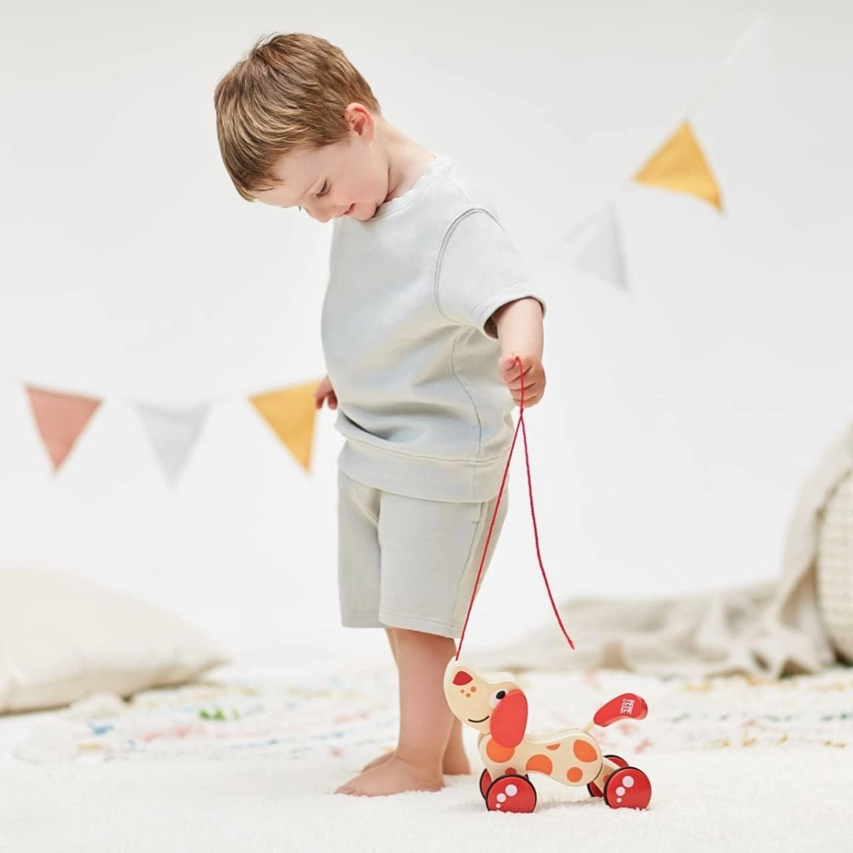 Walk A Long Puppy - Wooden Pull Toy Red