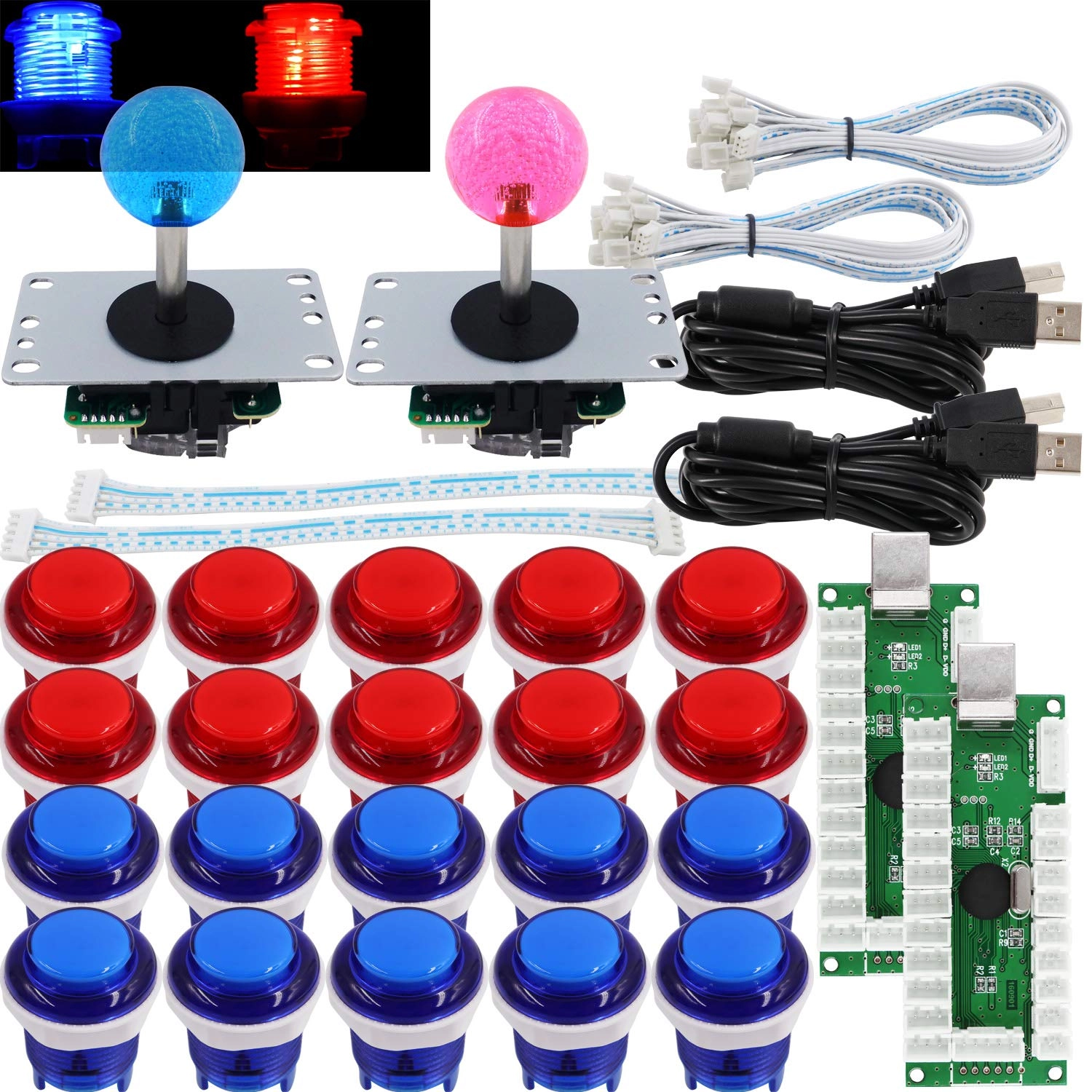 SJ@JX Arcade 2 Player Game Controller Stick - USB PC MAME Raspberry Pi
