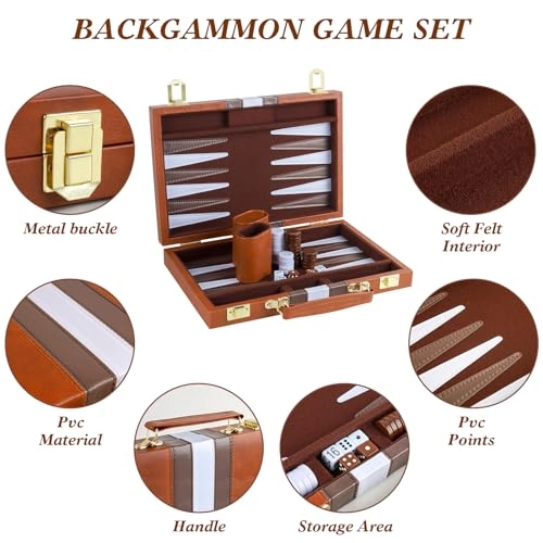 Backgammon Set - PU Leather Case