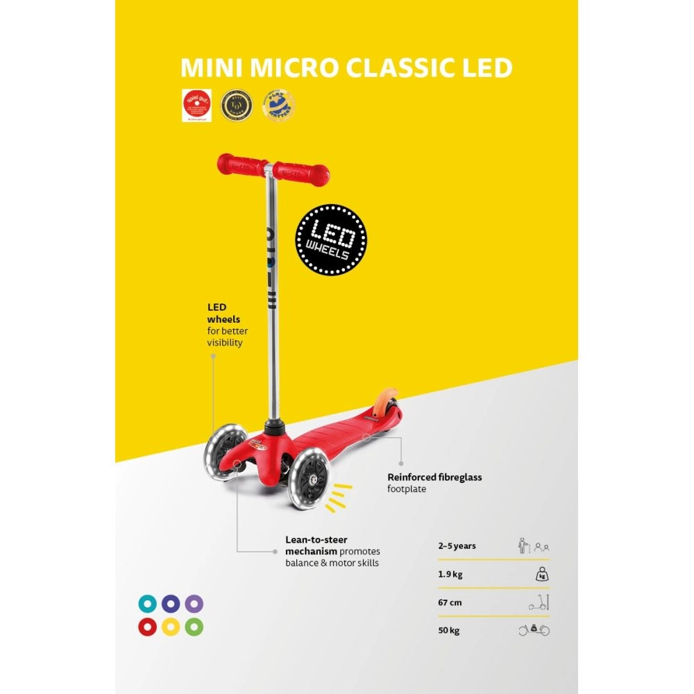 Mini Classic 3-Wheel Kick Scooter – LED