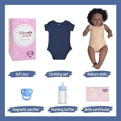 Reborn Baby Doll - 20 Inch Silicone Black Ages 3+