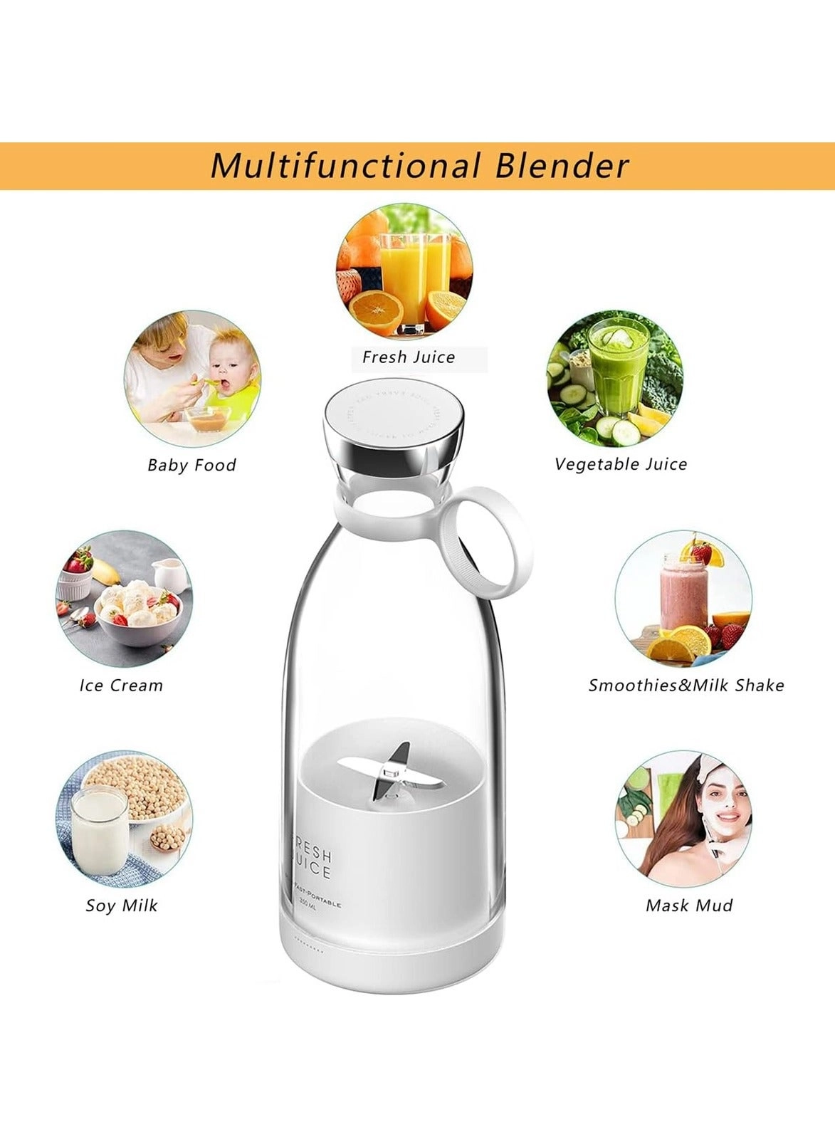 Rechargeable Handheld Mini Juicer - 420 ml