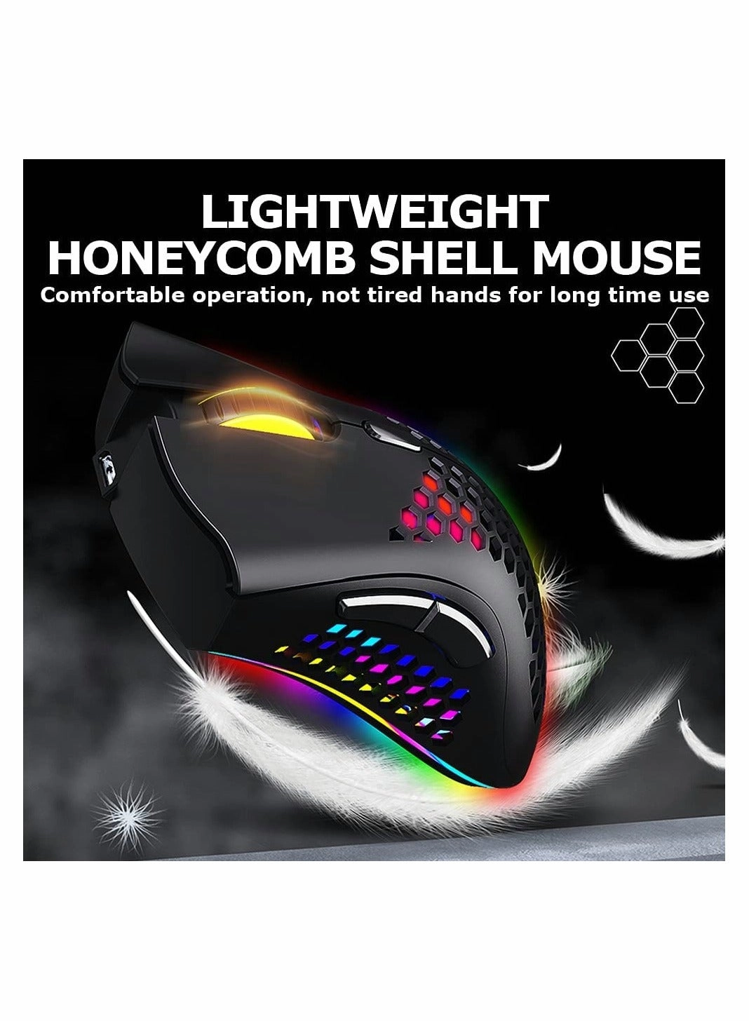 Ergonomic RGB Wireless Gaming Mouse - Wireless