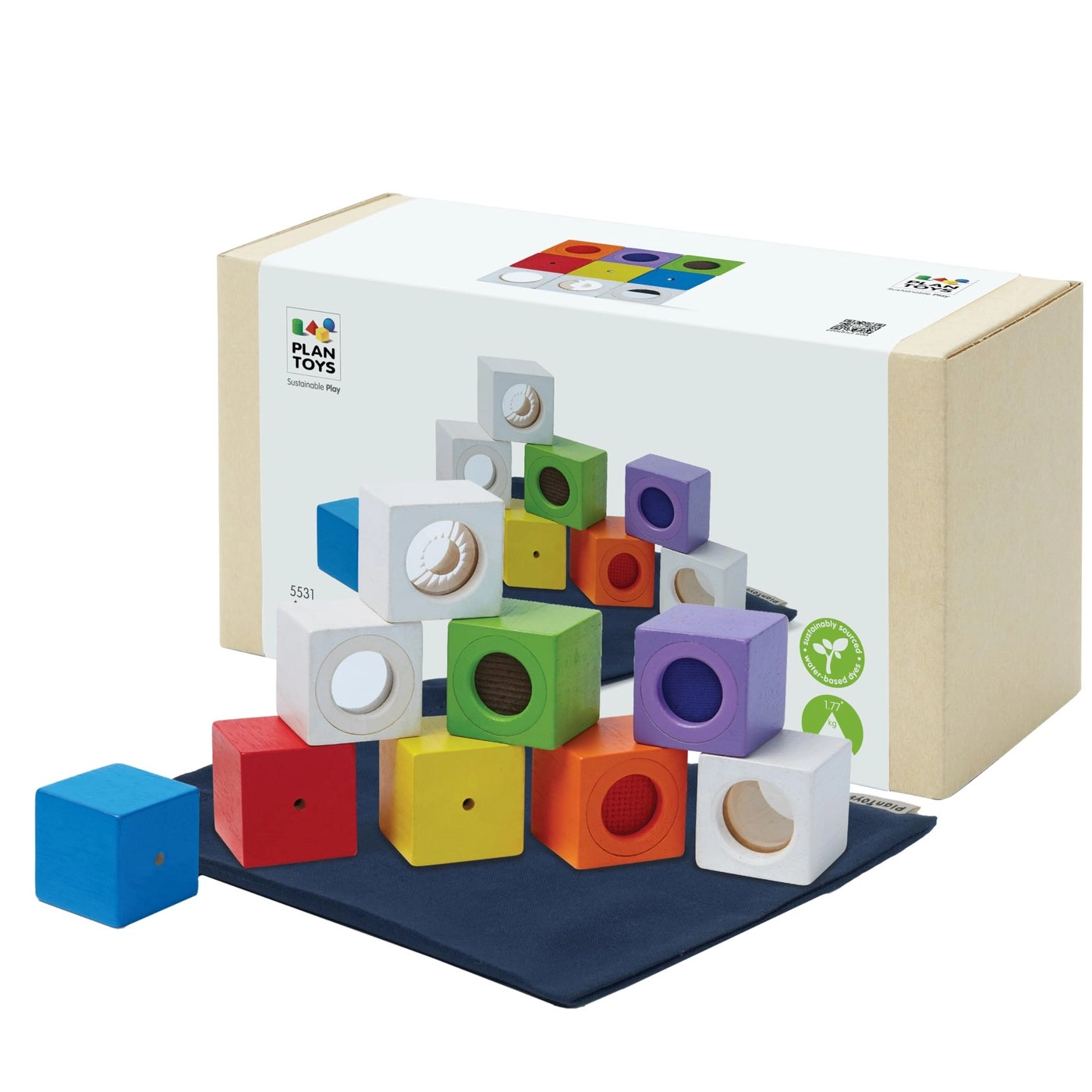 PlanToys Sensory Activity Blocks - 12 months+ 9 pieces