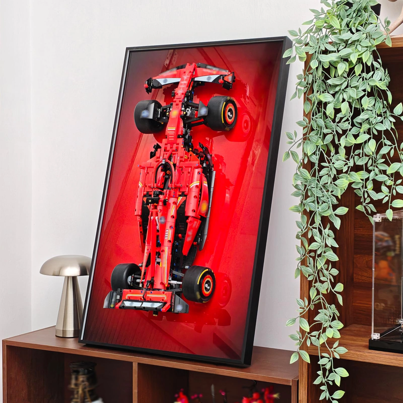 iCUANUTY Display Wallboard Wall Mount for LEGO Technic Ferrari SF-24 F1 Car 42207 - 75X45cm