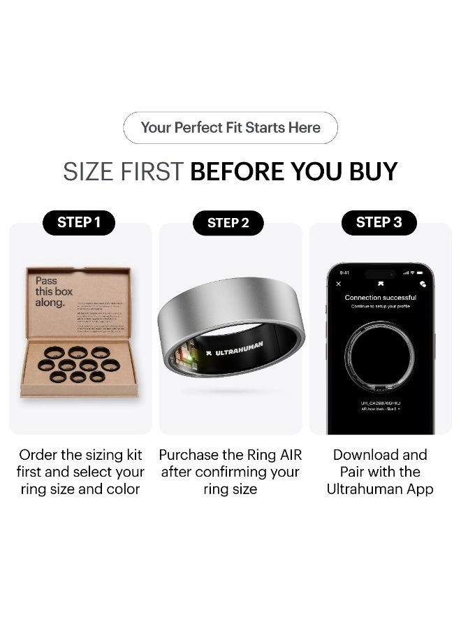 Ring AIR - Size 9 Space Silver 6 Days Battery Life