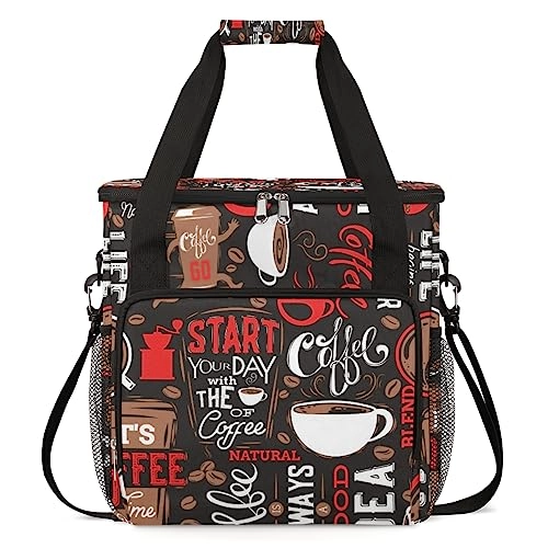 Coffee Maker Carrying Bag - Love Joy Laugh Letter Red Portable Single Serve
