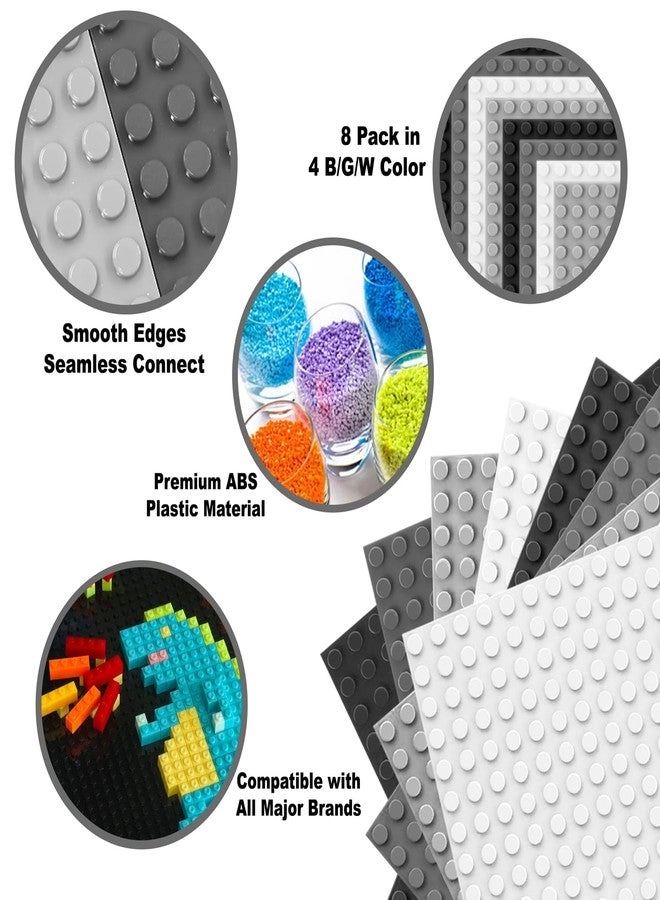Baseplate for Building Bricks 25.5x25.5cm - 8pcs