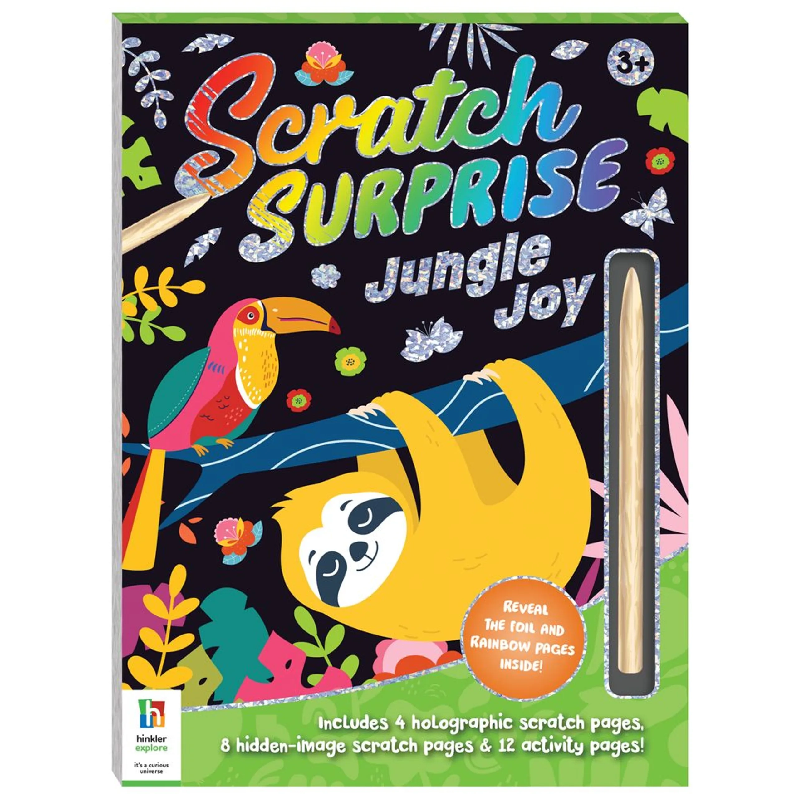 Hinkler Scratch Surprise Art & Craft Activity Kit - Jungle Joy - 3+ years