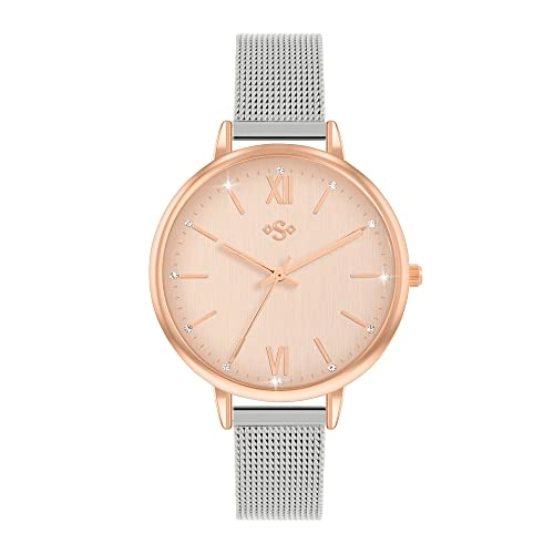 Watch - Silver Mesh Strap Pink Sunray Dial + Activity Tracker - Pink Silicone Strap Colour Touch Screen